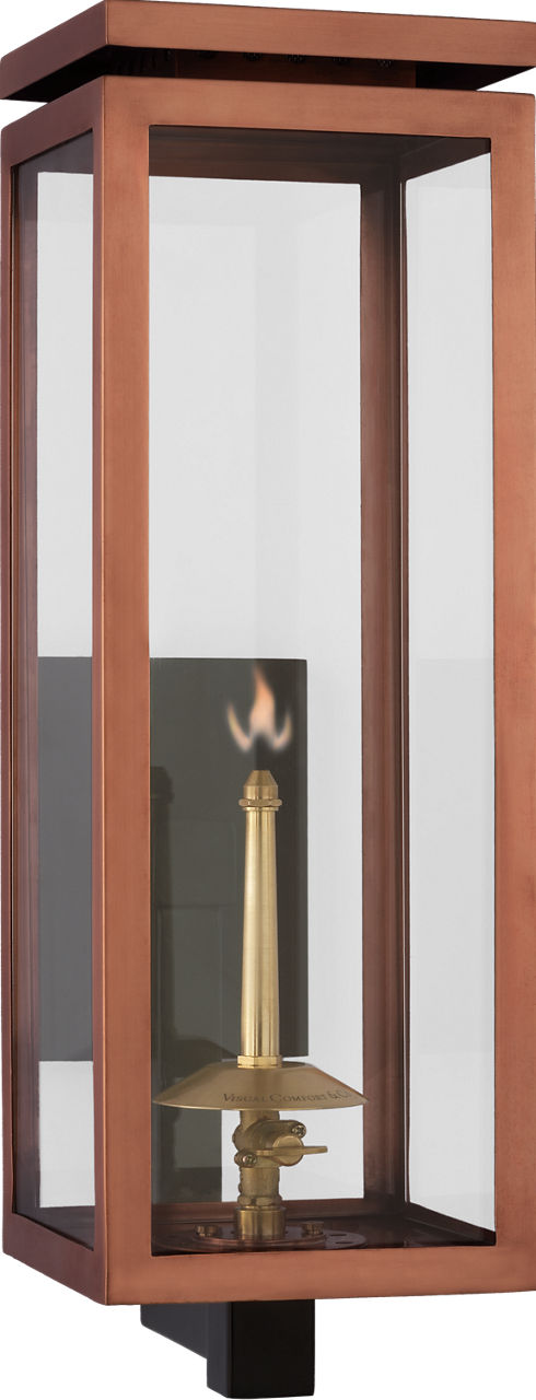 Fresno Medium Bracketed Gas Wall Lantern in Soft Copper with Clear Glass