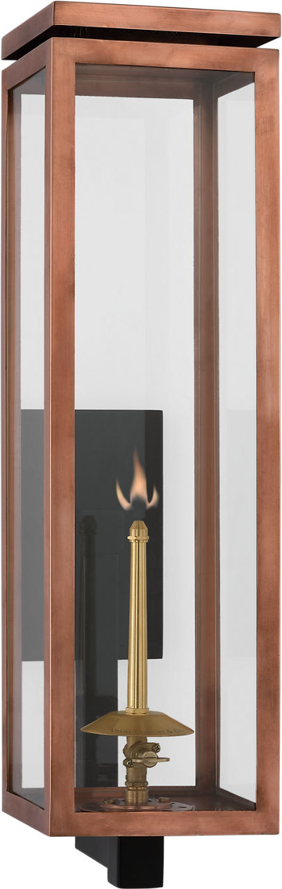 Fresno Large Bracketed Gas Wall Lantern in Soft Copper with Clear Glass