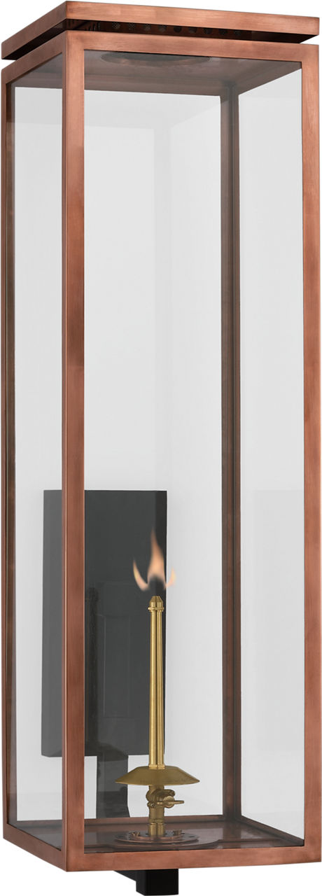 Fresno Grande Bracketed Gas Wall Lantern in Soft Copper with Clear Glass