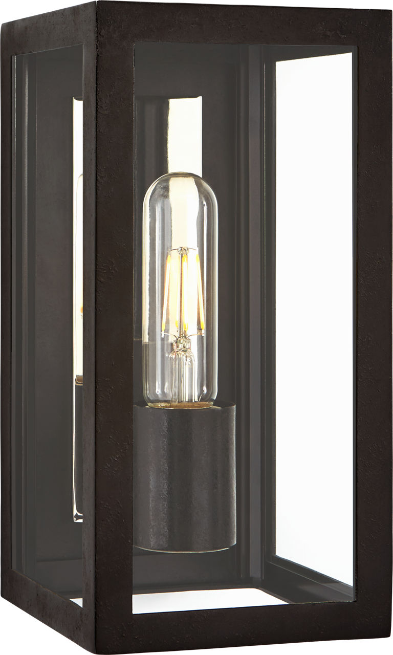 Fresno Small 3/4 Wall Lantern in Aged Iron with Clear Glass