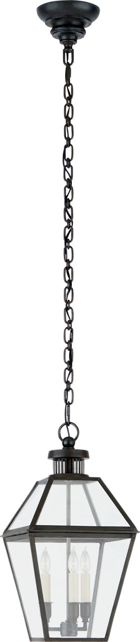 Stratford Small Hanging Lantern in Blackened Copper with Clear Glass