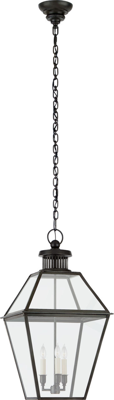 Stratford Medium Hanging Lantern in Blackened Copper with Clear Glass