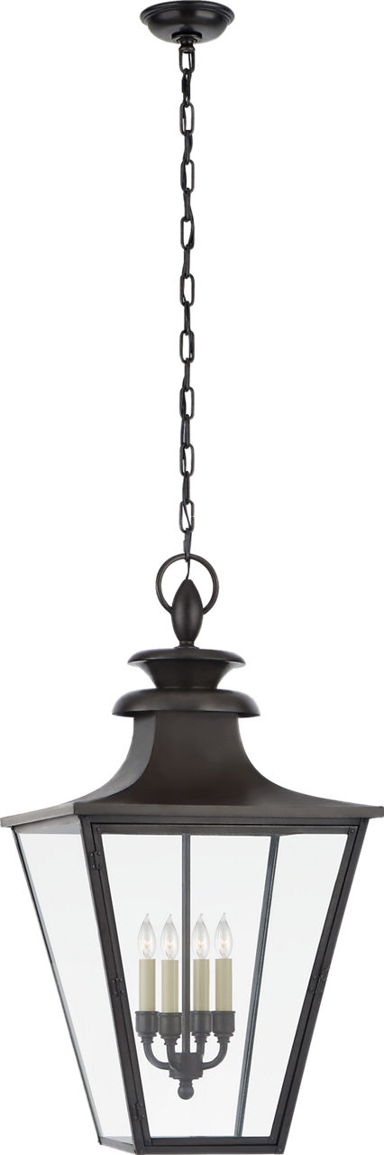 Albermarle Large Hanging Lantern in Blackened Copper with Clear Glass