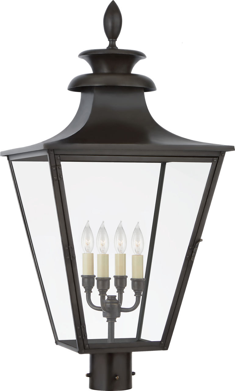 Albermarle Post Light in Blackened Copper with Clear Glass