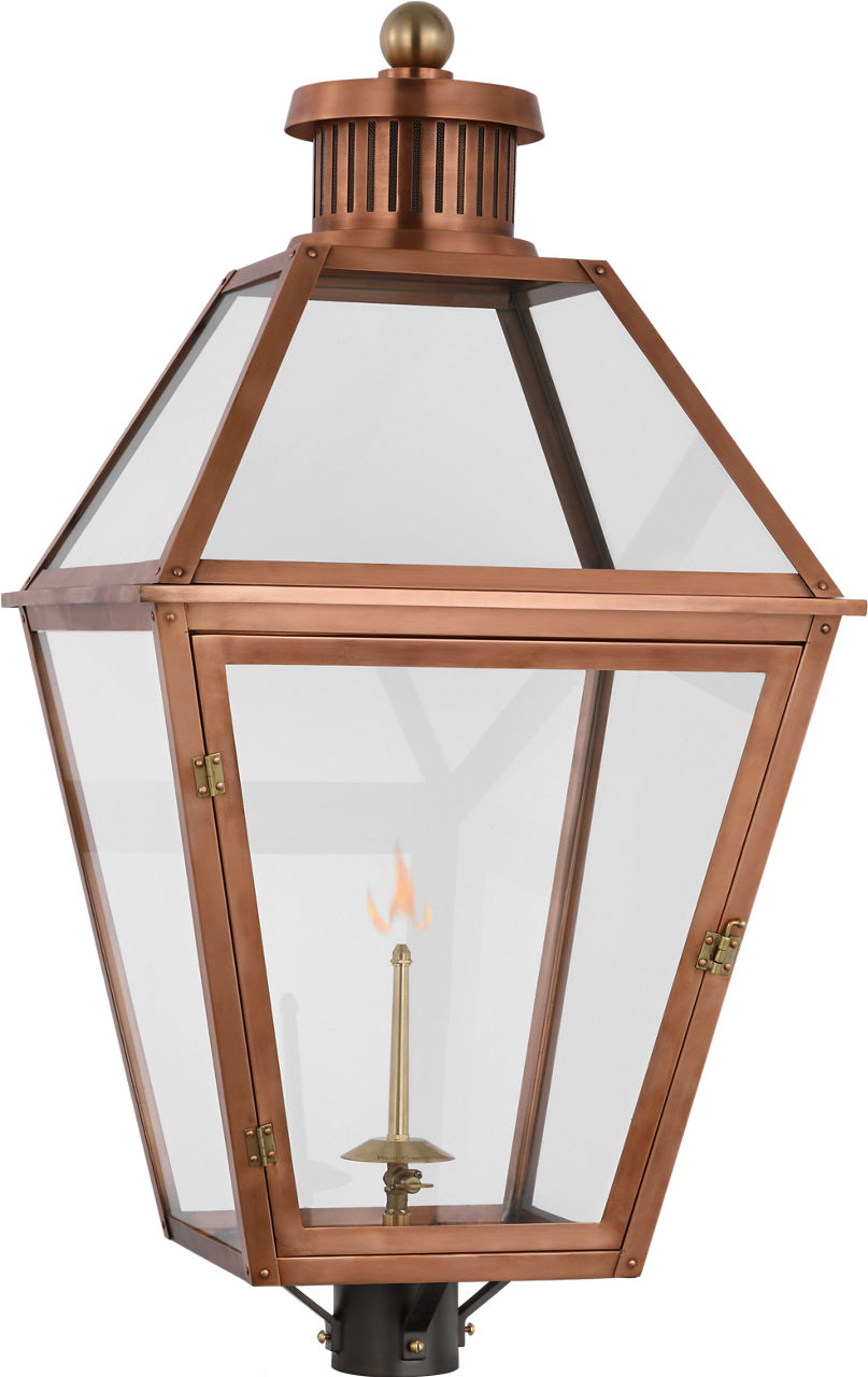 Stratford Gas Post Light in Soft Copper with Clear Glass