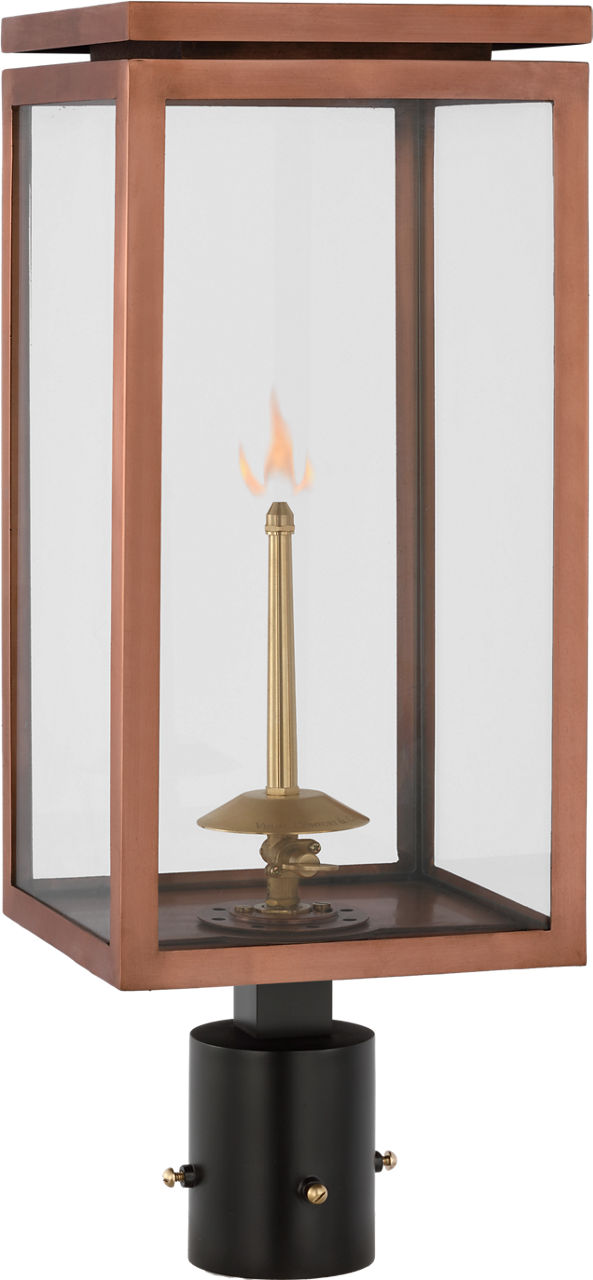 Fresno Medium Gas Post in Soft Copper with Clear Glass