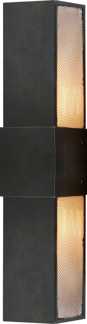 Bowery 18" Wall Sconce in Aged Iron with Mesh Diffuser