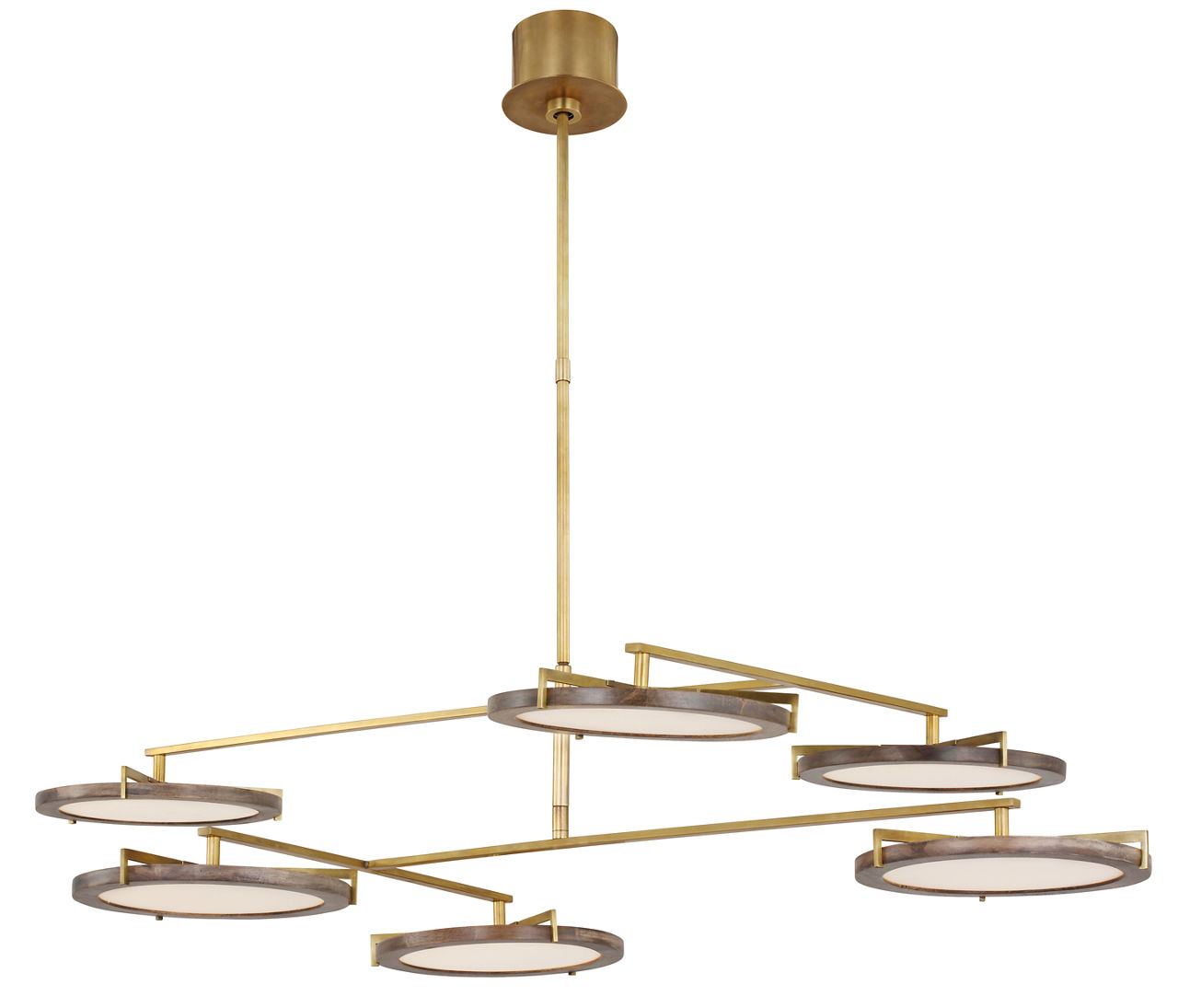 Shuffle Large Chandelier Weathered Oak Natural Brass 2700K 90 CRI
