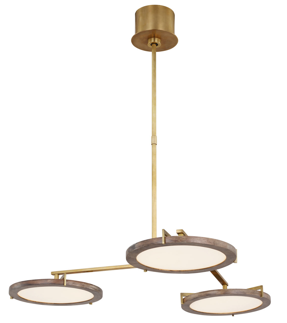 Shuffle Medium Chandelier Weathered Oak Natural Brass 2700K 90 CRI