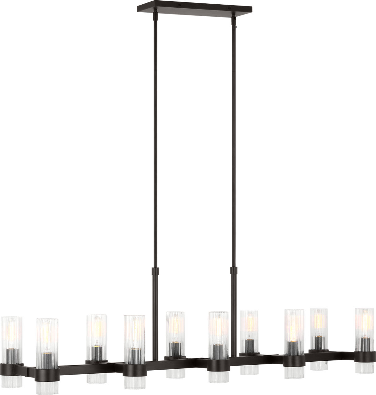 Geneva Large Linear Chandelier in Aged Iron