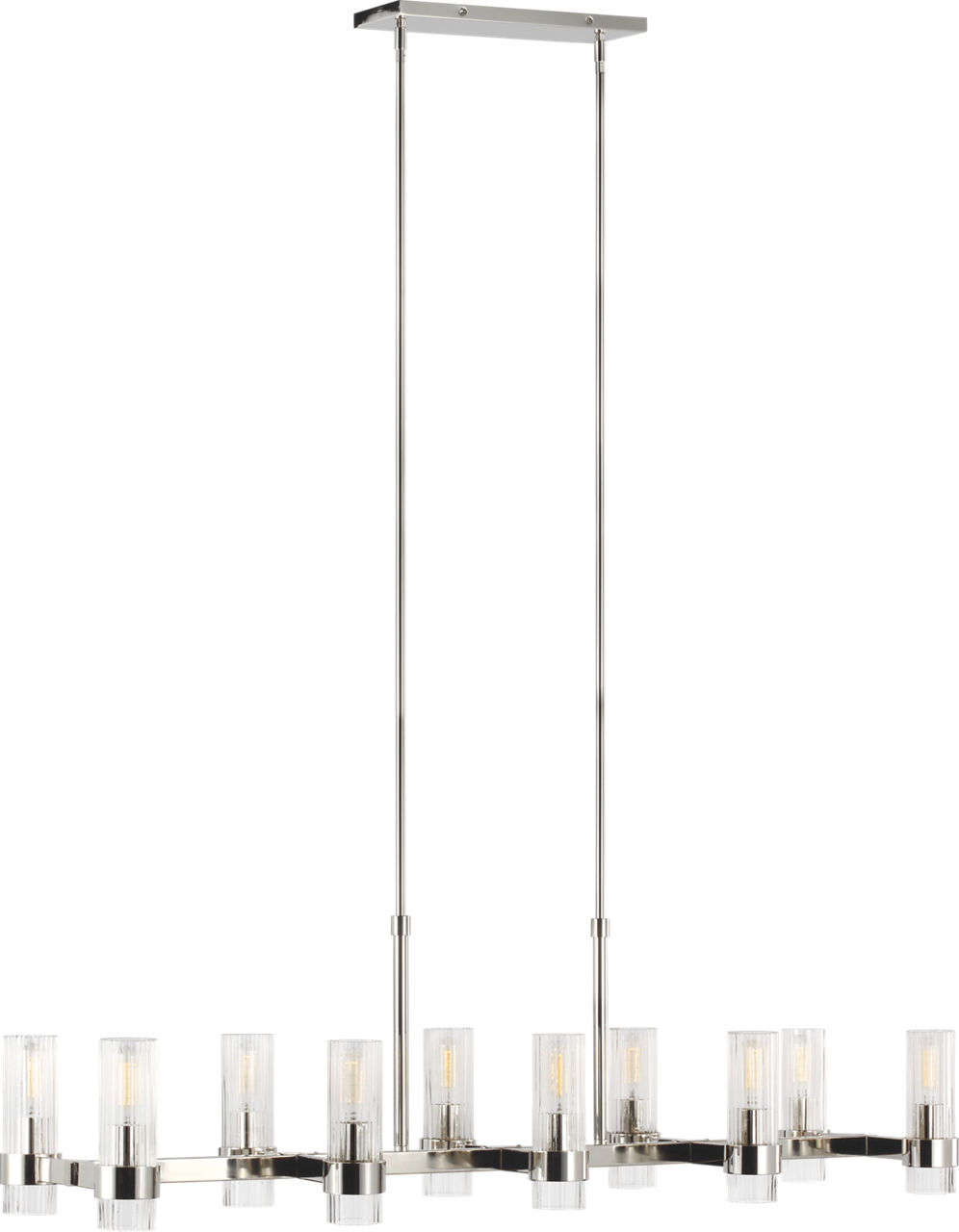 Geneva Large Linear Chandelier in Polished Nickel