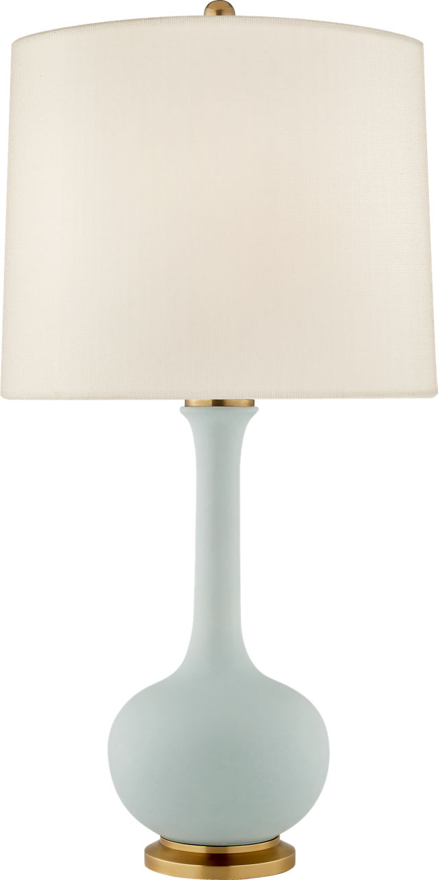 Coy Medium Table Lamp in Matte Sky Blue with Linen Shade