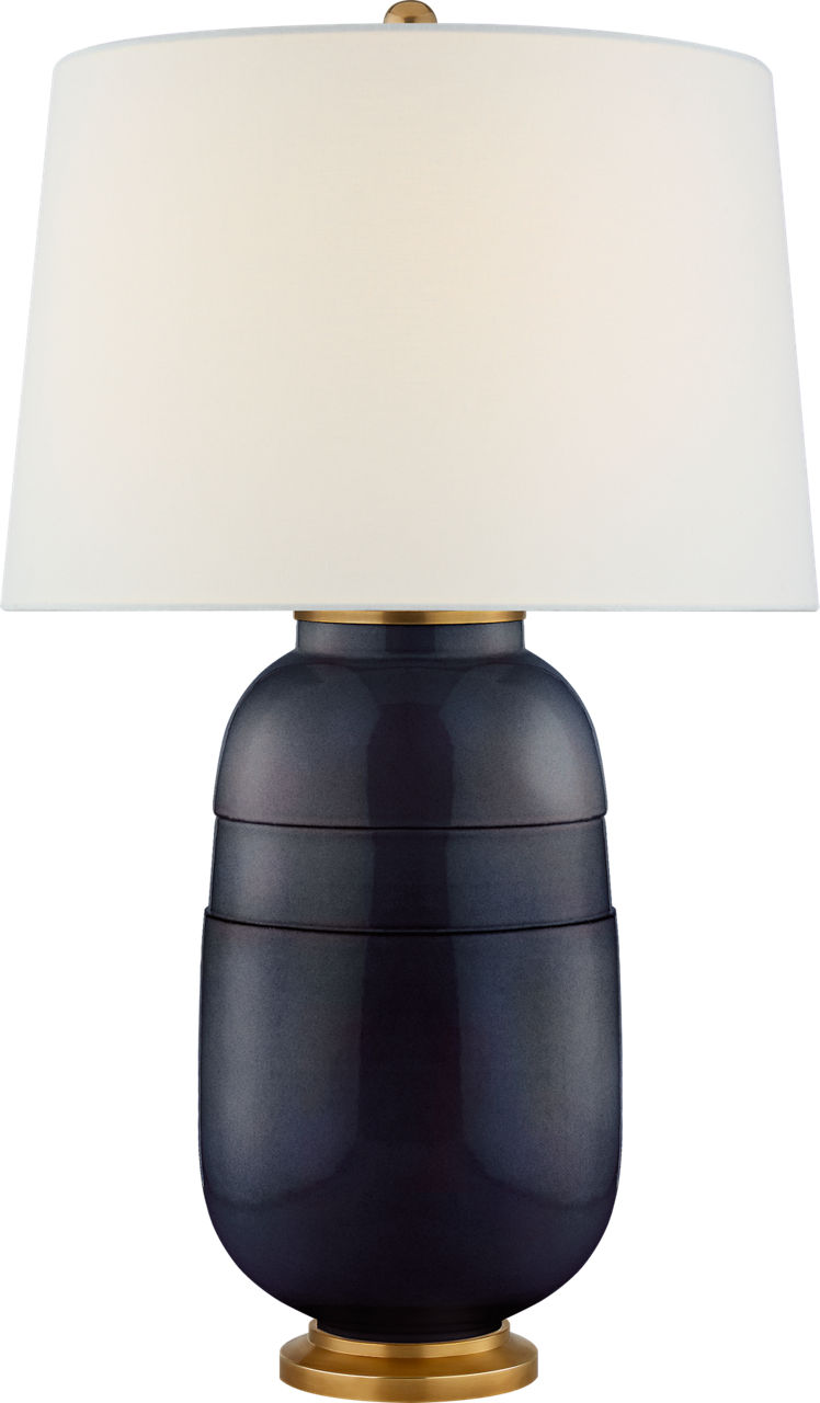 Newcomb Medium Table Lamp in Mixed Blue Brown with Linen Shade