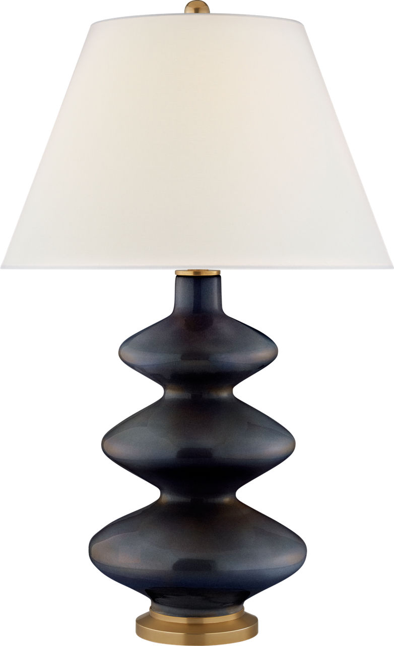 Smith Medium Table Lamp in Mixed Blue Brown with Linen Shade