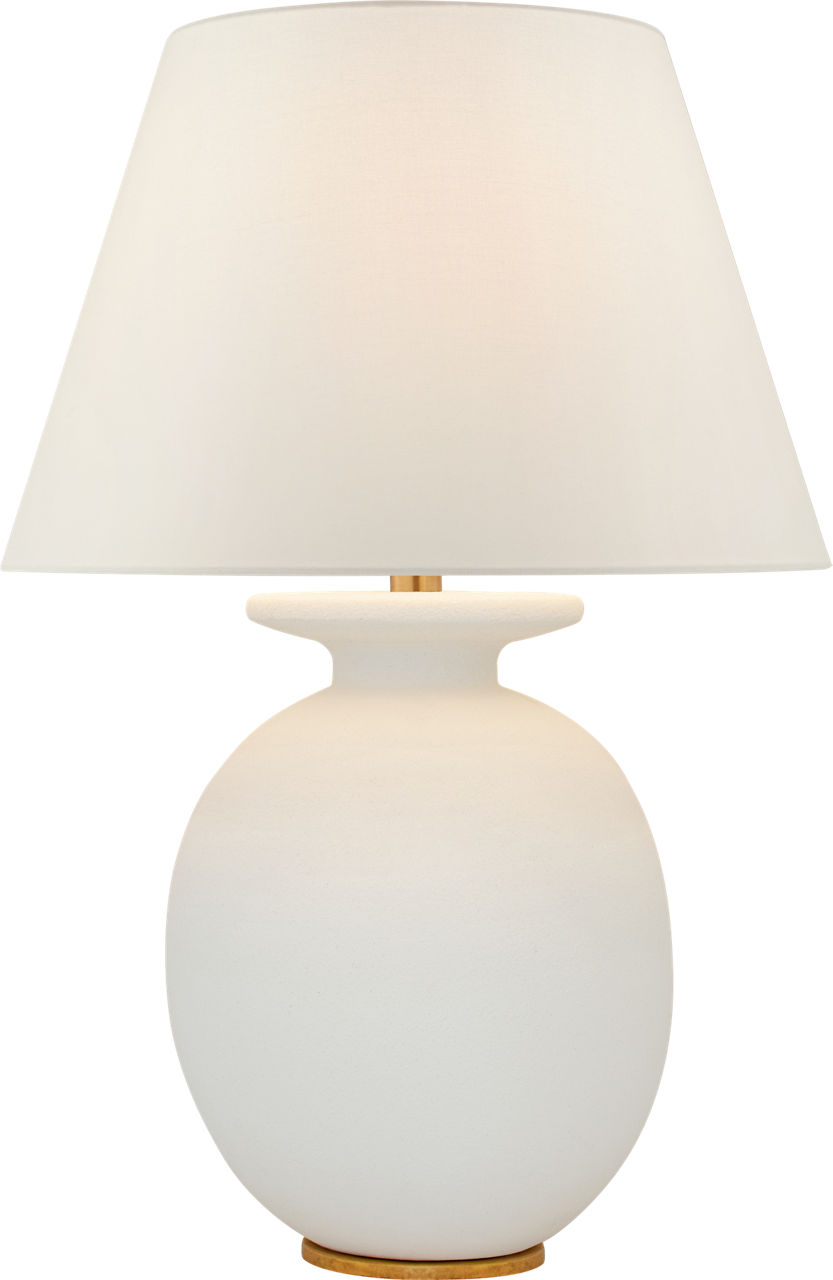 Hans Medium Table Lamp in Sandy White with Linen Shade