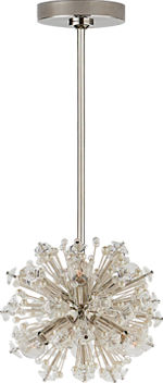 Dickinson Mini Chandelier in Polished Nickel with Clear Glass and Cream Pearls