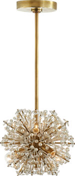 Dickinson Mini Chandelier in Soft Brass with Clear Glass and Cream Pearls