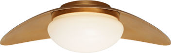 Nouvel Medium Flush Mount in Antique-Burnished Brass with White Glass
