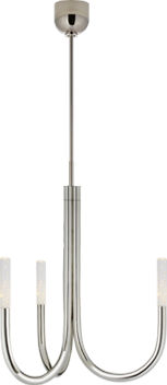 Rousseau Small Chandelier in Polished Nickel with Seeded Glass