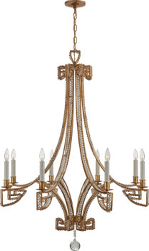 Gallina Medium Chandelier in Gilded Iron with Clear Glass