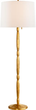 Hollis Floor Lamp in Natural Brass with Linen Shade