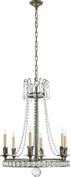 Regency Medium Chandelier in Sheffield Nickel with Seeded Glass