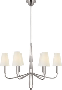 Farlane Small Chandelier in Polished Nickel with Linen Shades