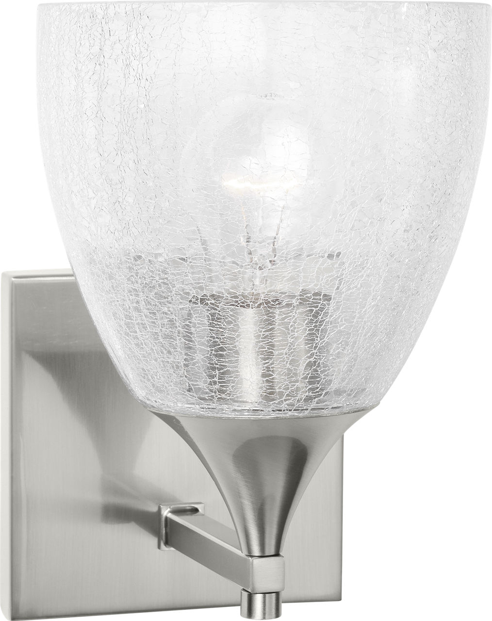 Toffino 1-Light Bath Sconce in Brushed Nickel with Clear Crackle Glass