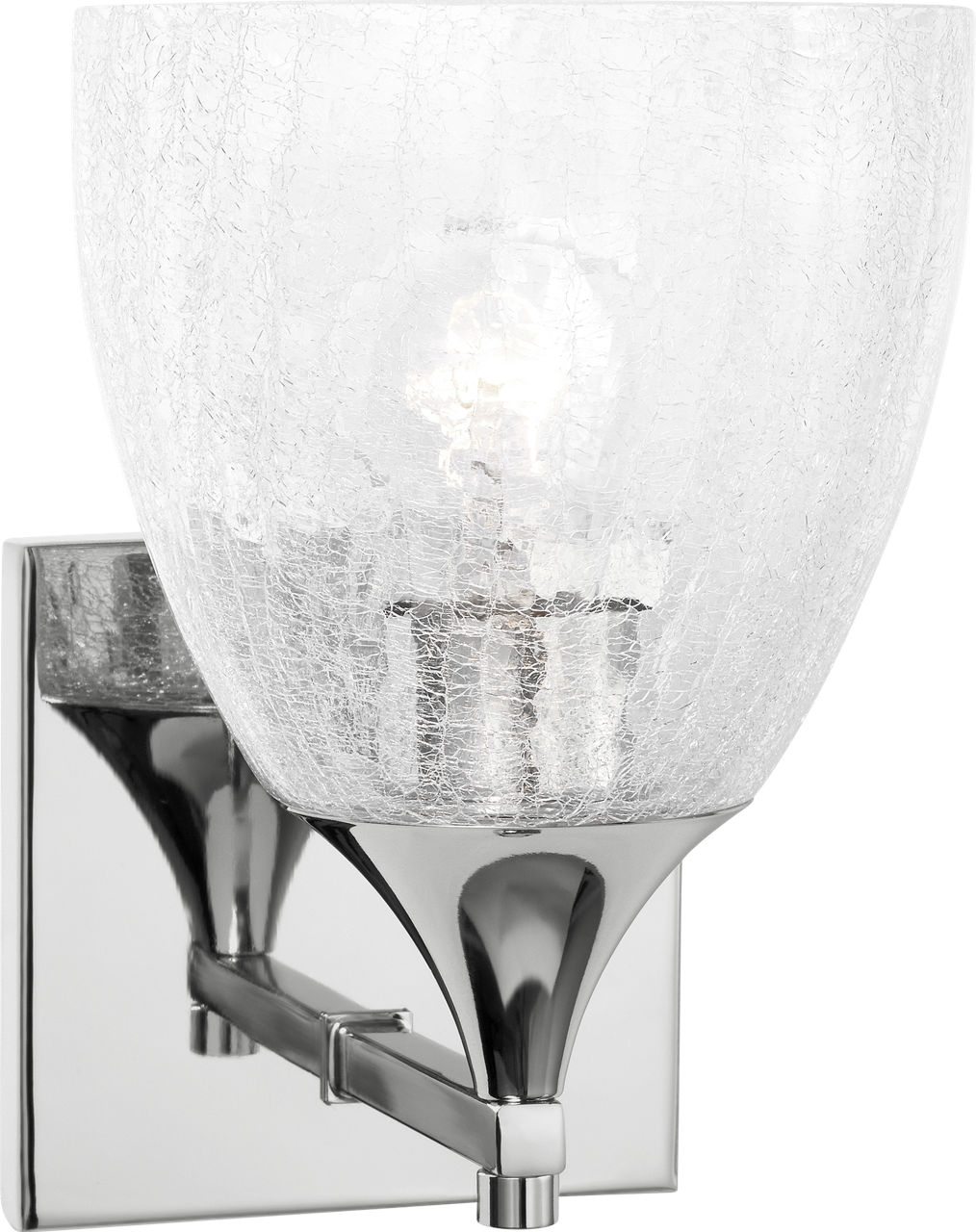 Toffino 1-Light Bath Sconce in Chrome with Clear Crackle Glass