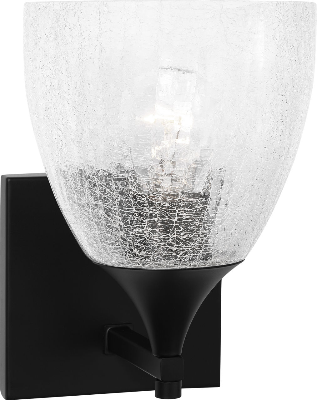 Toffino 1-Light Bath Sconce in Midnight Black with Clear Crackle Glass