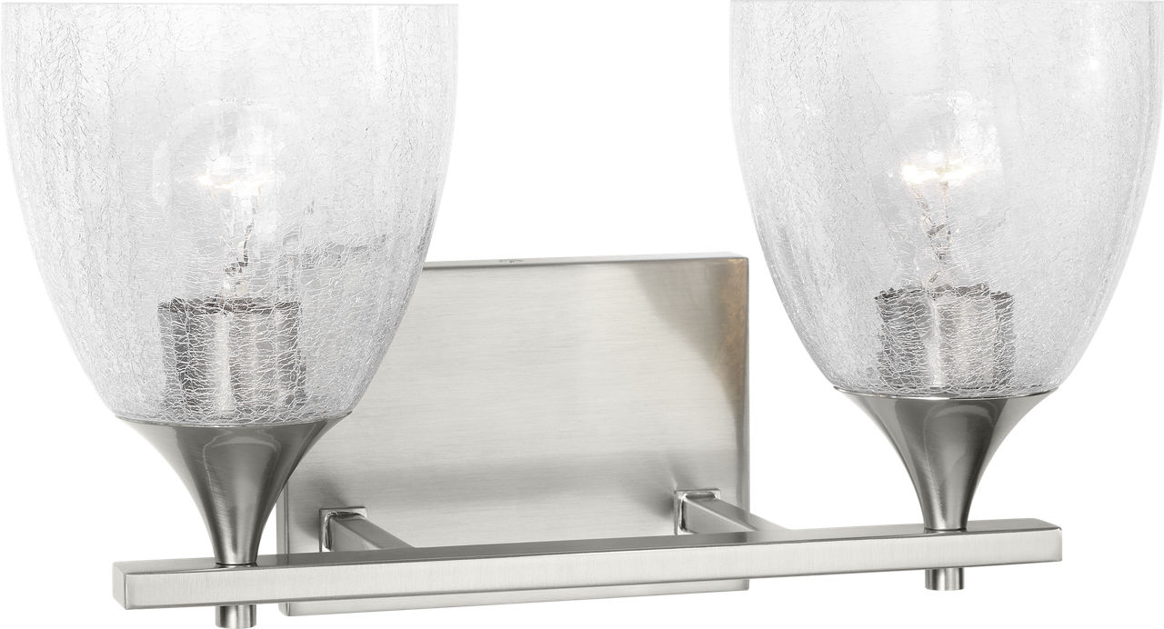 Toffino 2-Light Bath Sconce in Brushed Nickel with Clear Crackle Glass