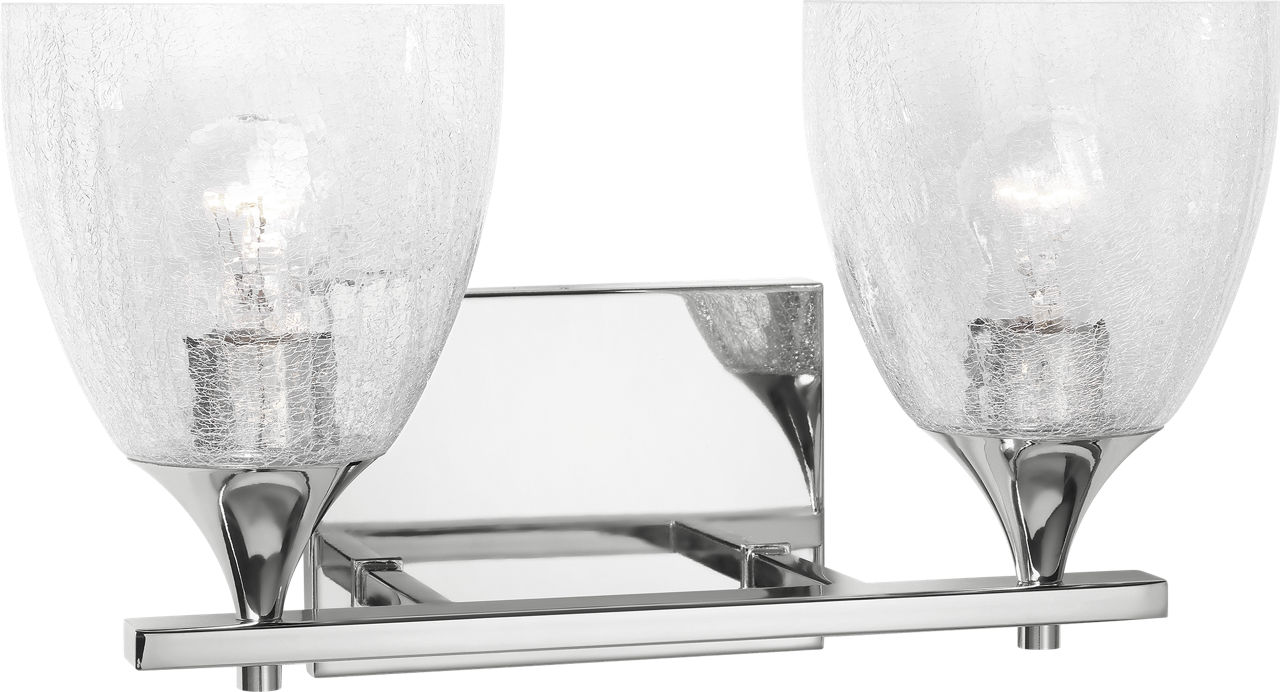 Toffino 2-Light Bath Sconce in Chrome with Clear Crackle Glass