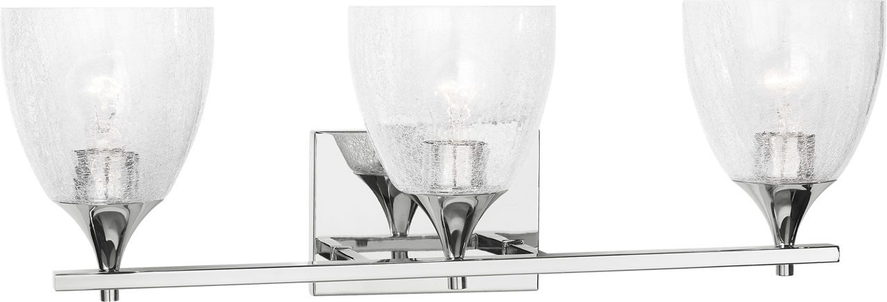 Toffino 3-Light Bath Sconce in Chrome with Clear Crackle Glass