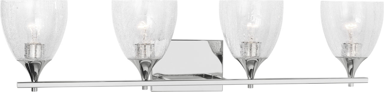 Toffino 4-Light Bath Sconce in Chrome with Clear Crackle Glass