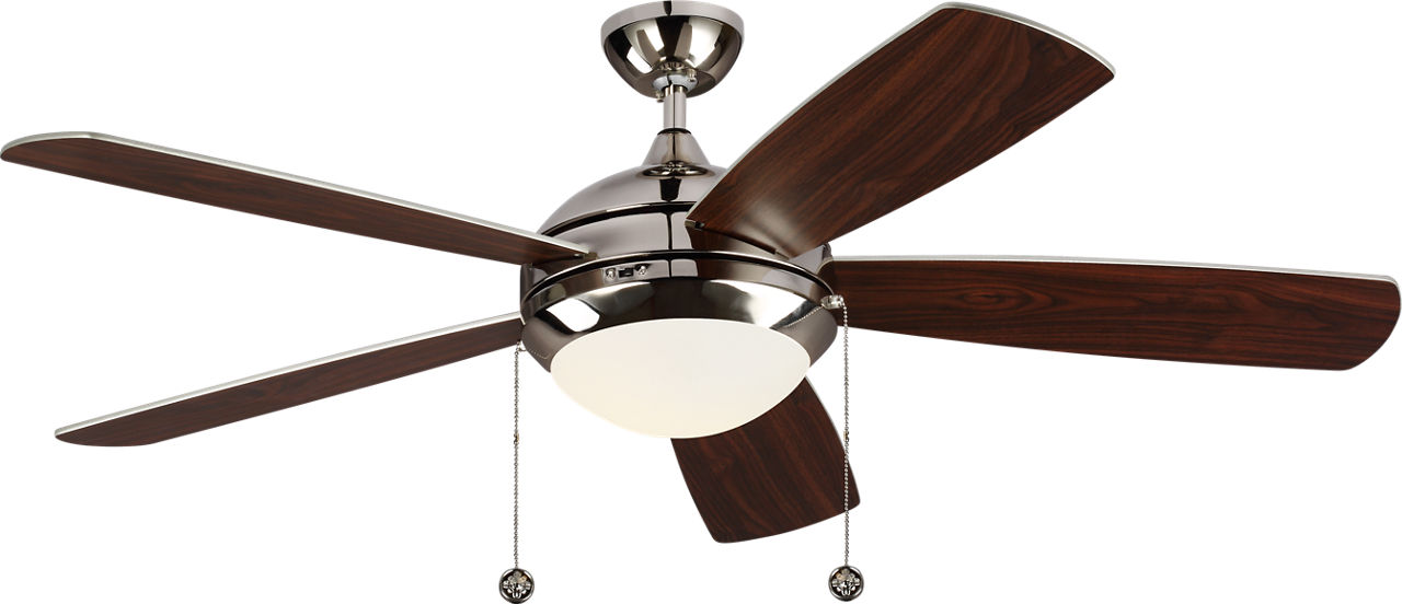 Discus Classic 52 LED Ceiling Fan in with Silver / American Walnut Reversible Blades and Light Kit Polished Nickel
