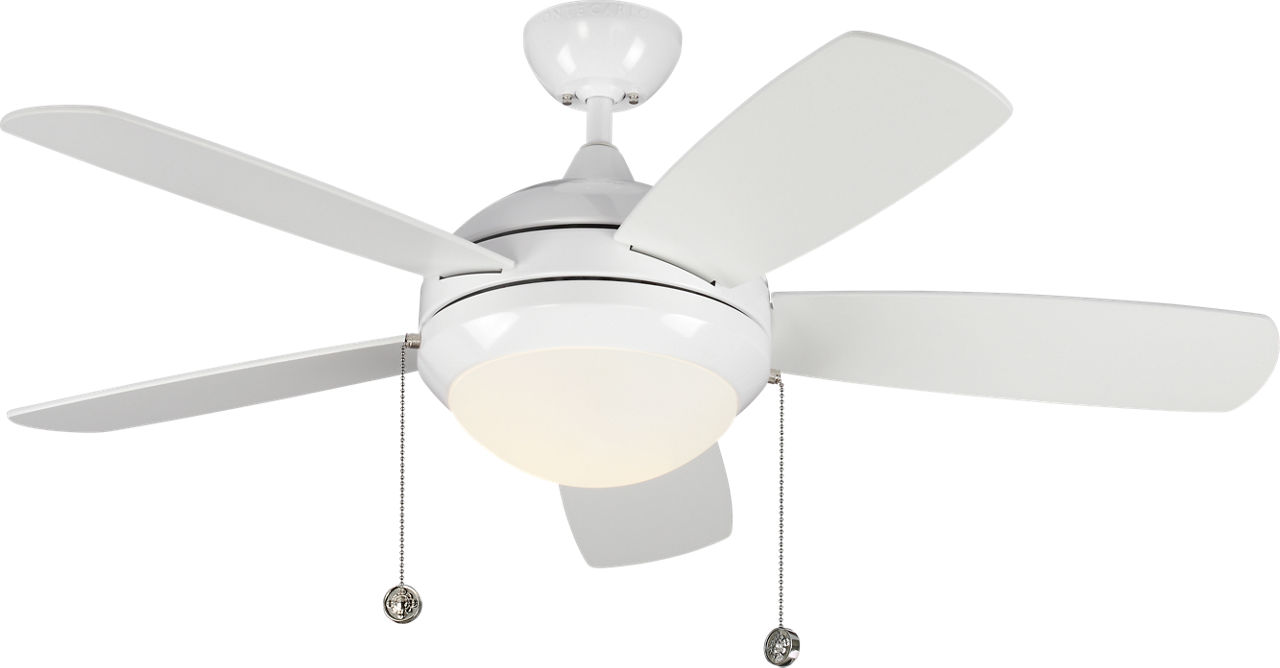 Discus Classic 44 LED Ceiling Fan in White with White Blades and Light Kit