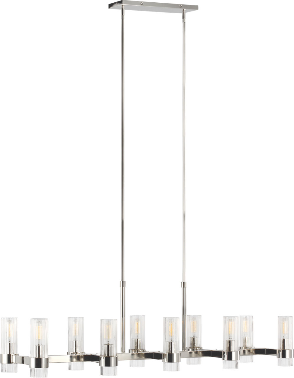 Geneva Large Linear Chandelier in Polished Nickel