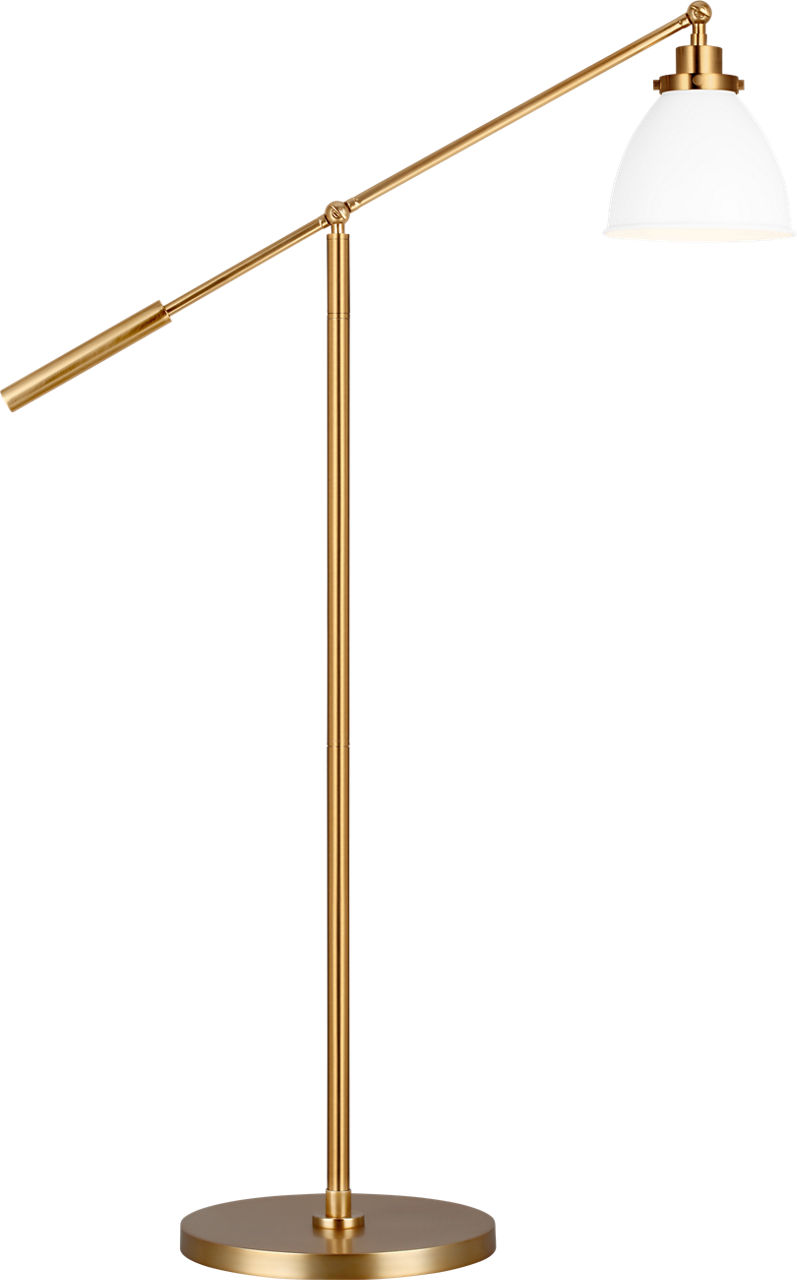 Wellfleet Dome Floor Lamp Matte White and Burnished Brass Bulbs Inc
