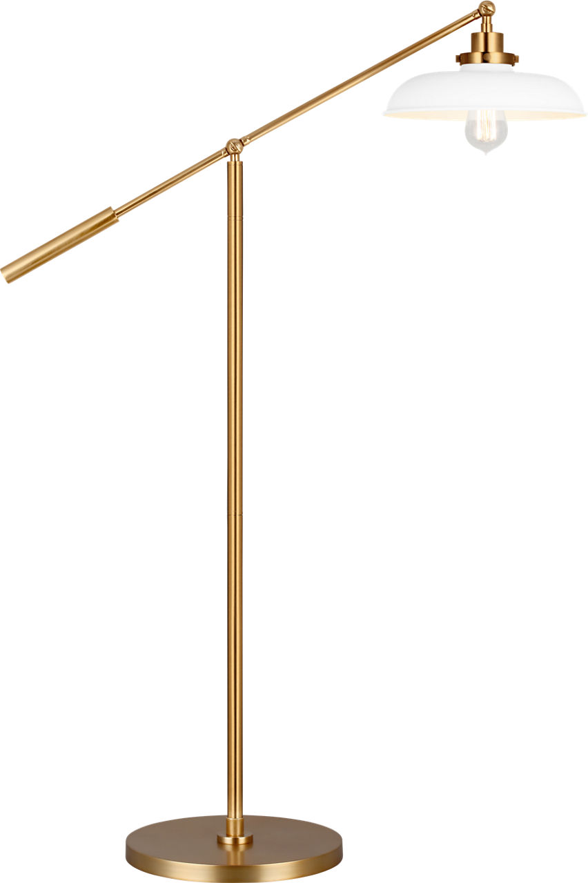 Wellfleet Wide Floor Lamp Matte White and Burnished Brass Bulbs Inc