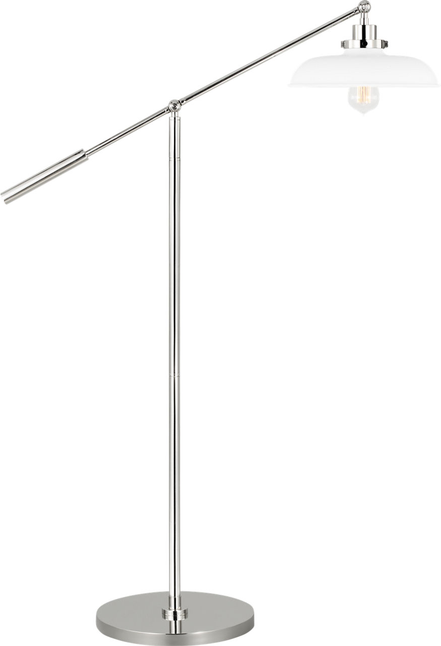 Wellfleet Wide Floor Lamp Matte White and Polished Nickel Bulbs Inc
