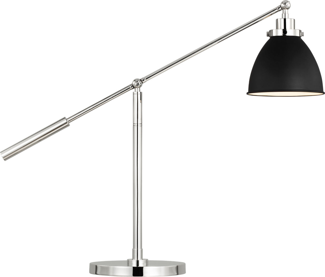 Wellfleet Dome Desk Lamp Midnight Black and Polished Nickel Bulbs Inc