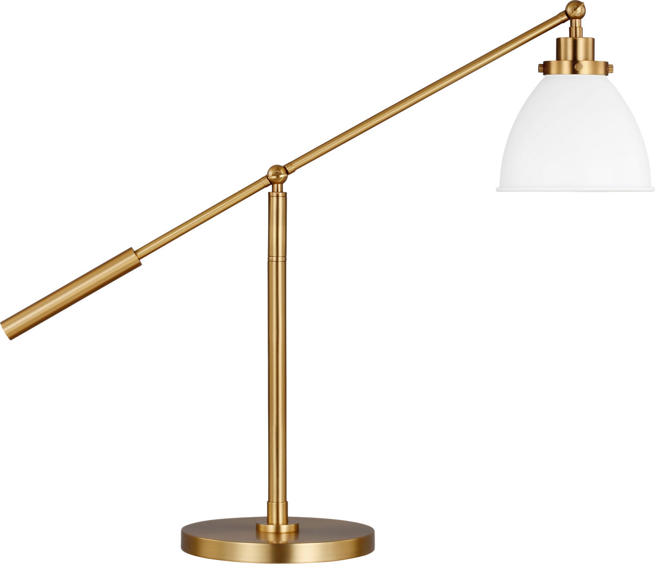 Wellfleet Dome Desk Lamp Matte White and Burnished Brass Bulbs Inc