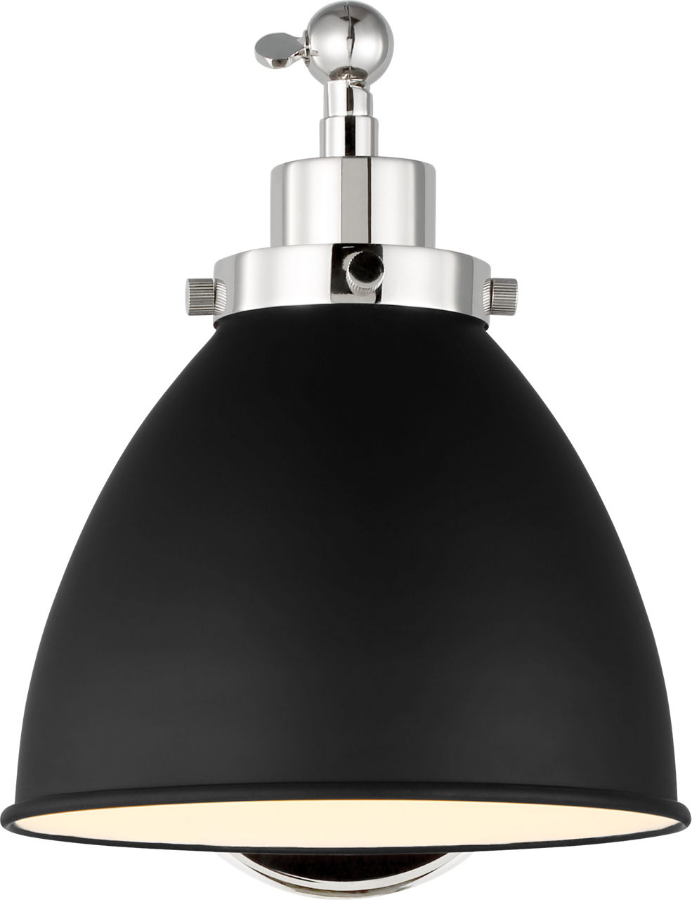 Wellfleet Single Arm Dome Task Sconce Midnight Black and Polished Nickel