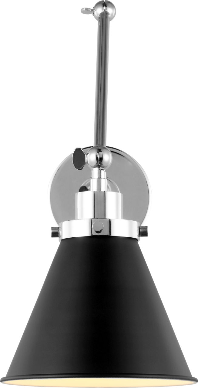 Wellfleet Double Arm Cone Task Sconce Midnight Black and Polished Nickel