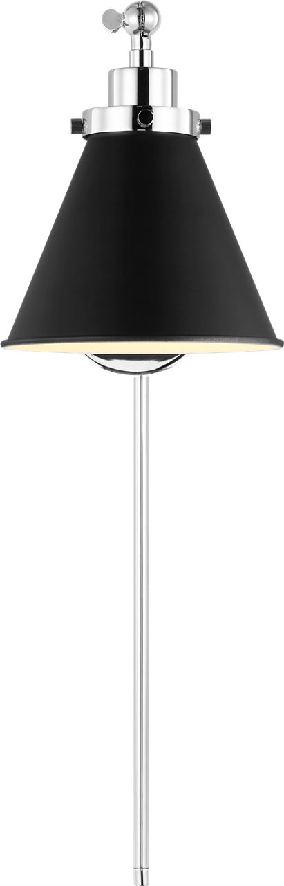 Wellfleet Single Arm Cone Task Sconce Midnight Black and Polished Nickel