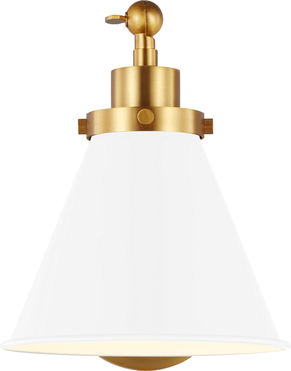 Wellfleet Single Arm Cone Task Sconce Matte White and Burnished Brass