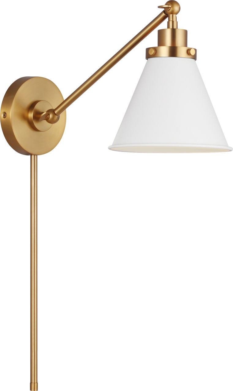 Wellfleet One-Arm Cone Sconce in Burnished Brass with Matte White Shade
