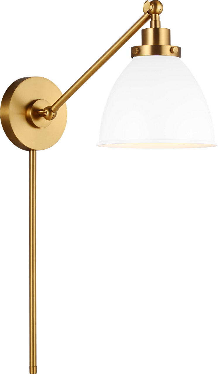 Wellfleet Single Arm Dome Task Sconce Matte White and Burnished Brass