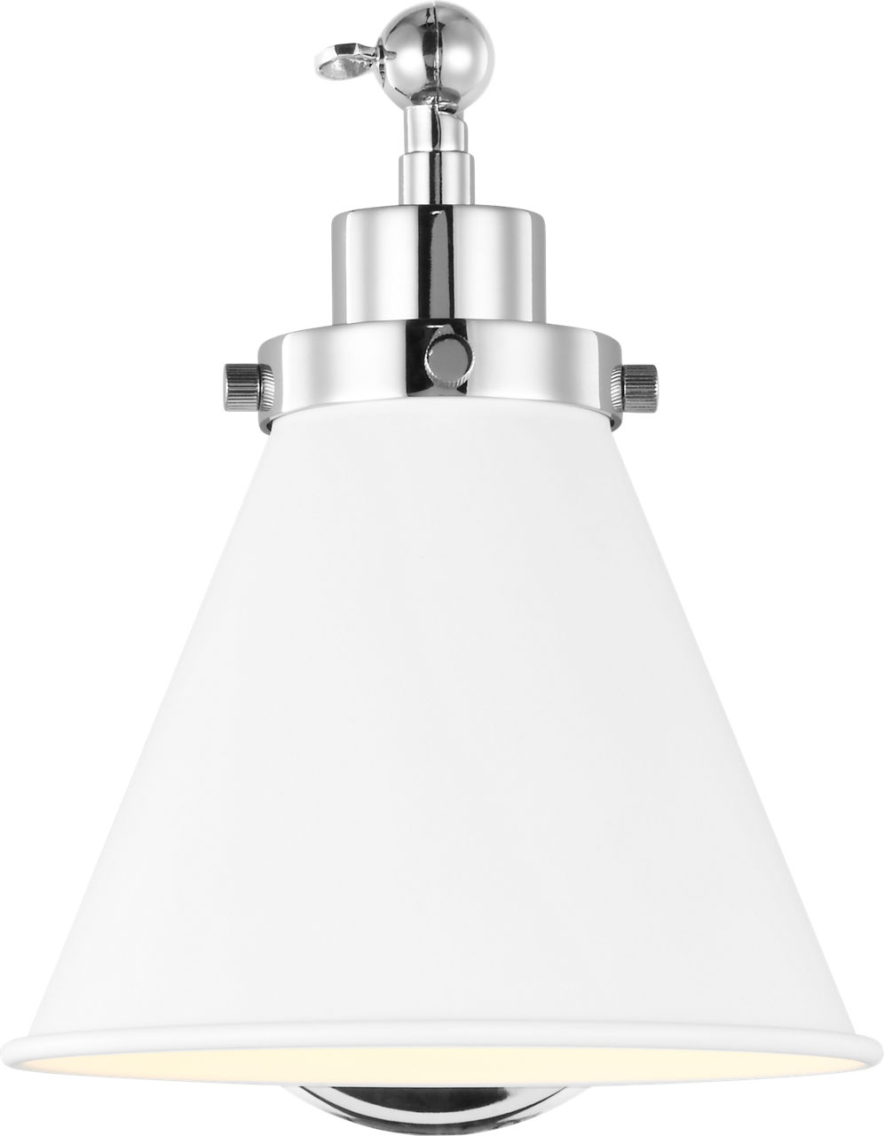 Wellfleet Single Arm Cone Task Sconce Matte White and Polished Nickel