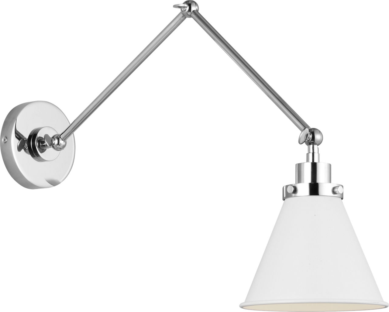 Wellfleet Double Arm Cone Task Sconce Matte White and Polished Nickel